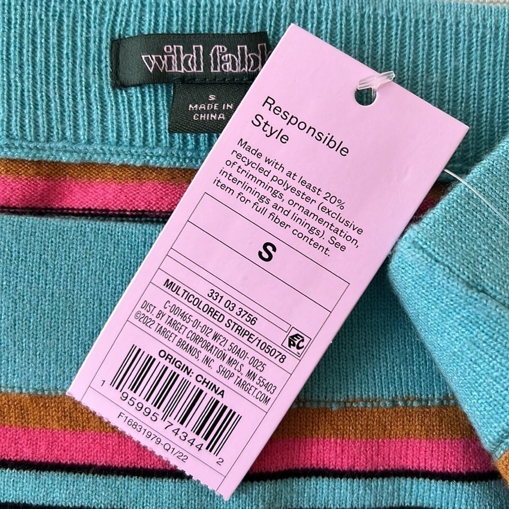 Wild Fable Multi Color Stripe Jacquard Knit Sweater Bodycon Mini Skirt NWT - Picture 6 of 10
